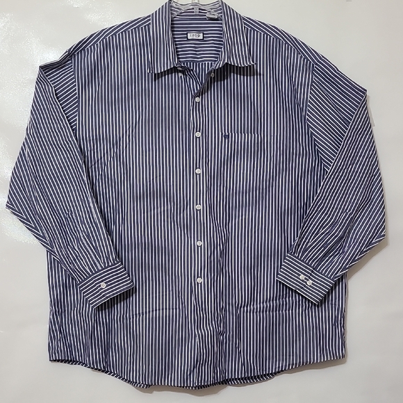 Izod Men's Gray & White‎ Striped Button-Up Long Sleeve Shirt - Size 3XL - Picture 2 of 10